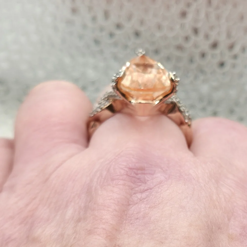 Morganique Quartz Ring in Vermeil Rose Gold Over Sterling Silver - Picture 8 of 10